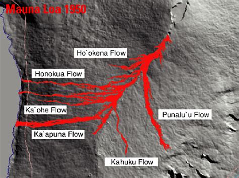 Map Showing Distribution Of Lava Flows From 1950 Eruption Of Mauna Loa