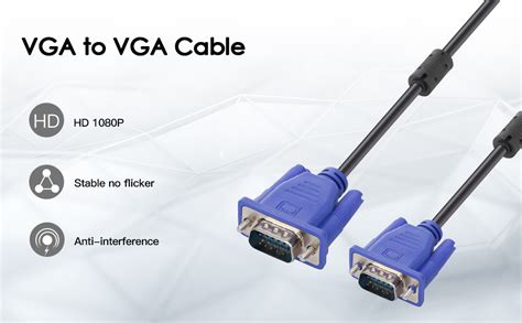 Enuoda Blue Vga Cable 15 Pin Male To Male Plug Computer