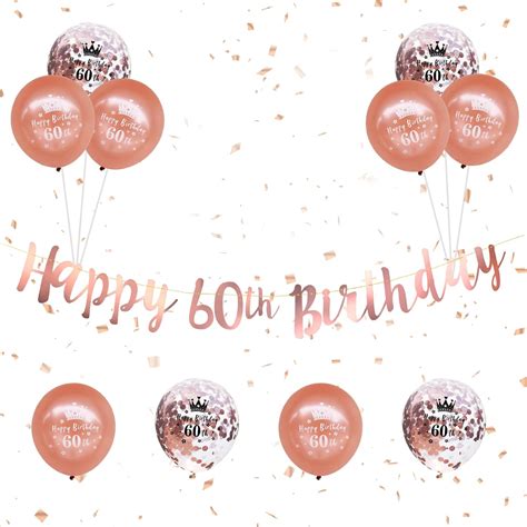 Amazon Com Happy Th Birthday Banners Women Rose Gold Th Birthday Decorations Kit With