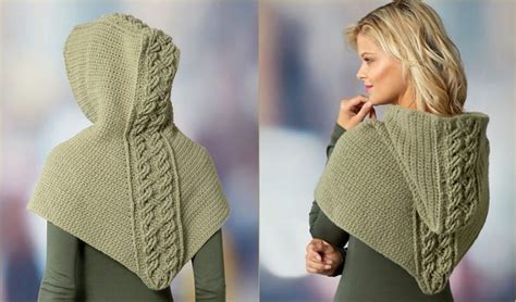 Cabled Hooded Cowl Free Crochet Pattern