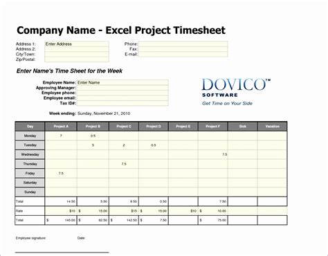 Free Excel Timesheet Template With Formulas Of 11 Ove