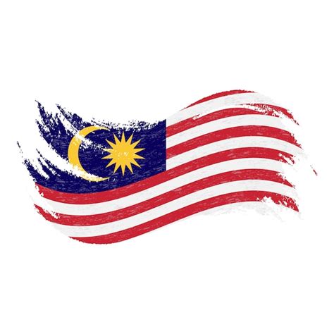 Bandeira nacional da malásia projetada usando pinceladasisoladas em uma
