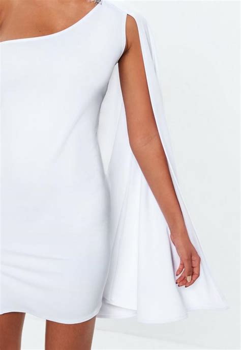 White One Shoulder Cape Mini Dress Missguided