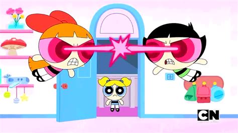 blossom and buttercup fighting each other making front of bubbles screenshot powerpuff girls