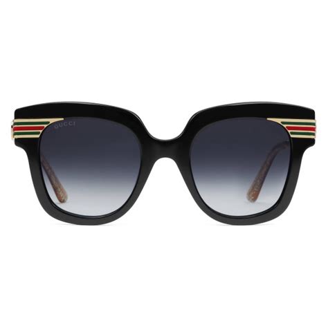 gucci square frame acetate sunglasses black acetate and gold gucci eyewear avvenice