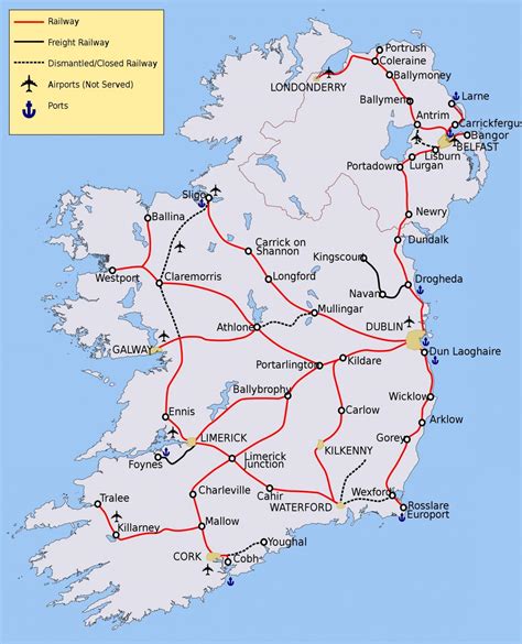 Mappa Dei Treni Dell Irlanda Linee Ferroviarie E Treni Ad Alta