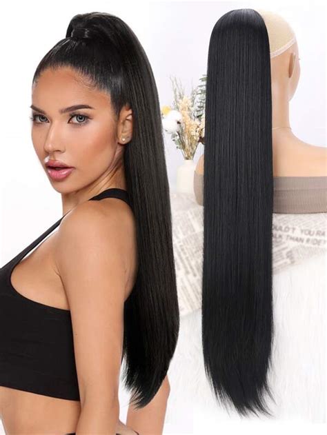 Long Straight Ponytail Synthetic Hair Extension Shein Usa