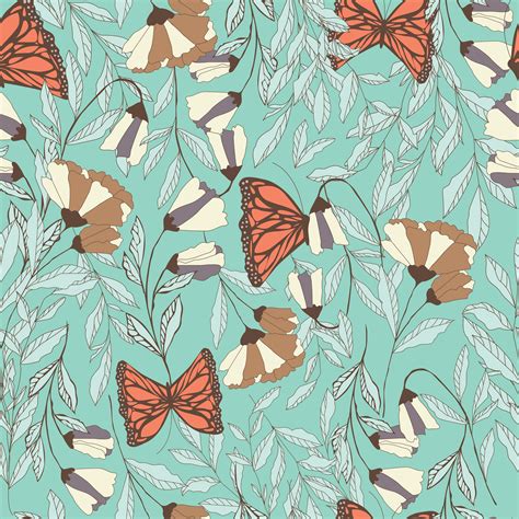 traditional seamless pattern with Monarch butterflies 694094 Vector Art ...
