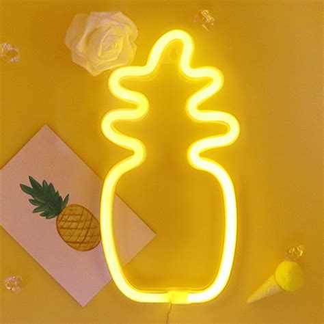 Tonger® Yellow Pineapple Wall Led Neon Light Sign Yellow Aesthetic