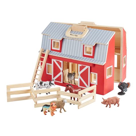 Buy Melissa And Doug Fold And Go Wooden Barn With 7 Animal Play Figures
