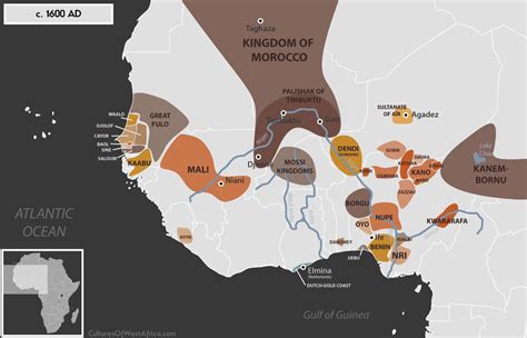 Historical Map Of West Africa C 1600 Ad Showing The Moroccan