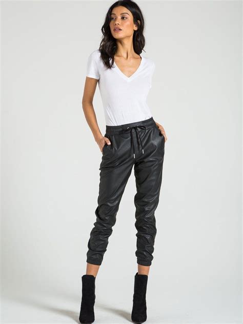 Scarlett Leather Jogger Jogger Pants Outfit Women Leather Joggers