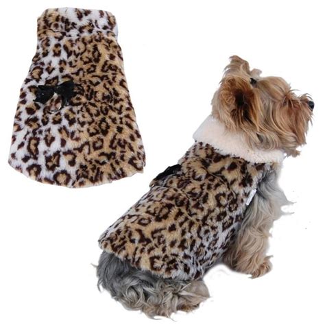 Luxury Pet Dogs Coat Brown Leopard Faux Fur Jacket Winter Warm Clothes