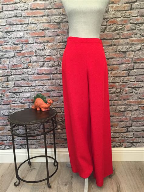 Vintage Genny Red Bell Bottom Pant Suit With Floor Length Coat Etsy
