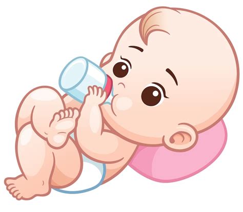 Premium Vector Cartoon Baby Holding A Milk Bottle