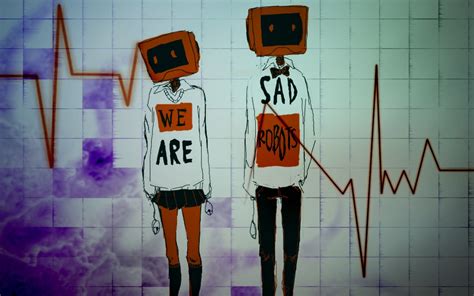 Wallpaper Robot Artwork Sadness Square Sad Television Sets Art