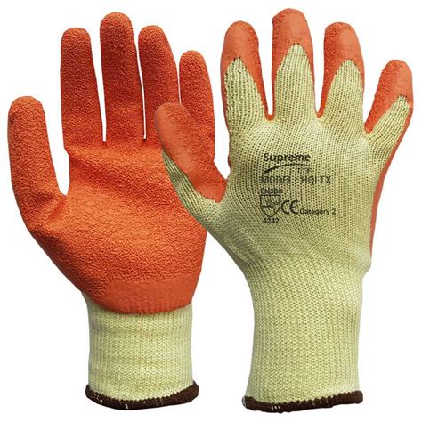 12 X Pair Of Latex Coated Rubber Work Gloves Medium