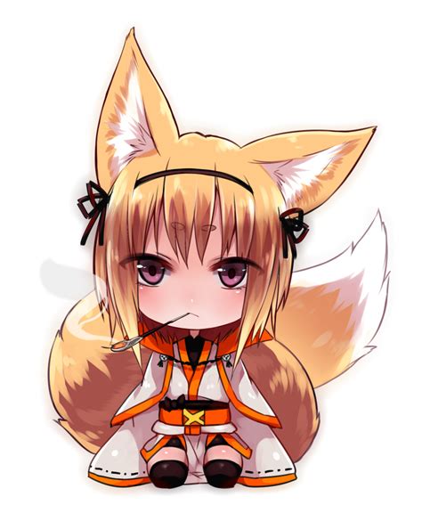 Safebooru 1girl Absurdres Animal Ears Blonde Hair Chibi Fox Ears Highres Japanese Clothes Miko
