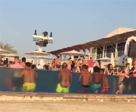 Disgusting Moment Sick Perv Is Caught Performing Sex Act In Packed Pool