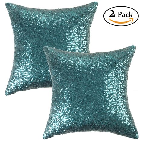 Teal Couch Sofa Cushion Covers Size 18 X 18 Pillow Case Decorative With