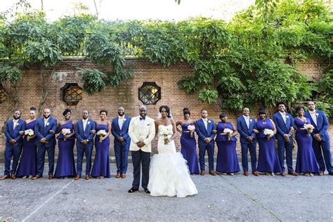 African American Wedding Party In Royal Blue Attire