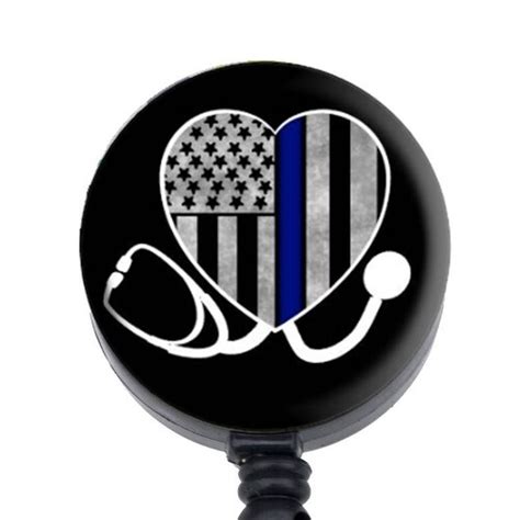 Thin Blue Line Id Badge Nurse Retractable Badge Reels Id Etsy