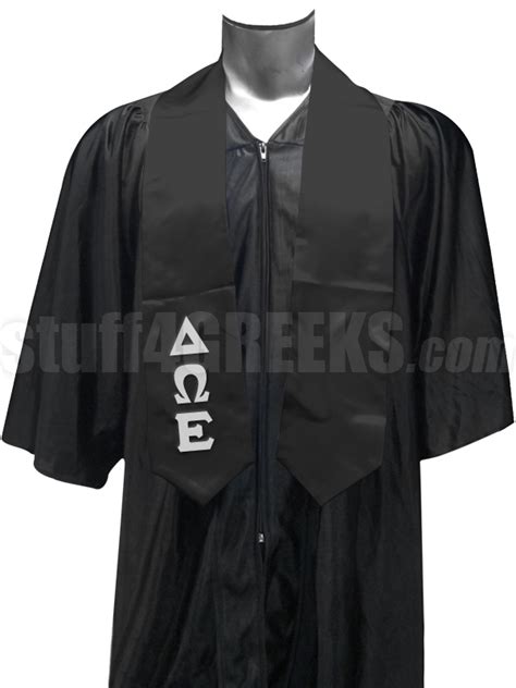 Delta Omega Epsilon Satin Graduation Stole With Greek Letters Black