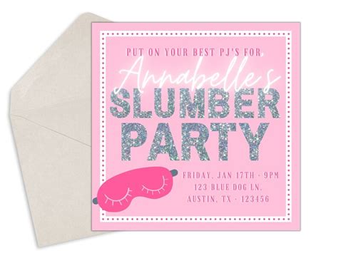 Slumber Party Invitation Template Sleepover Invitation Etsy