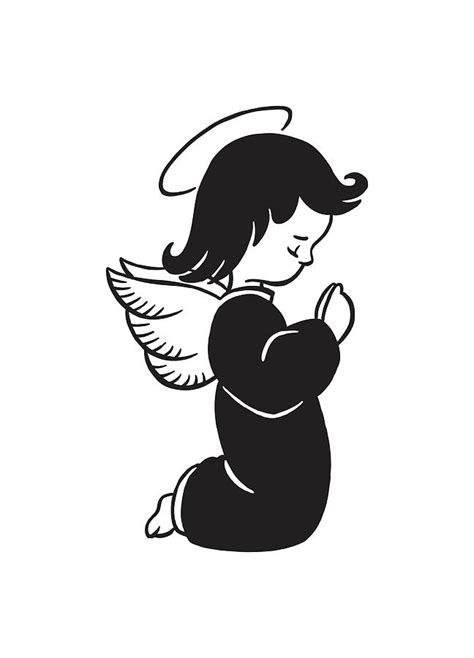 Angel Kneeling And Praying Drawing By Csa Images Pixels