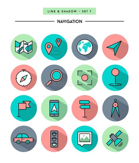 Navigation Direction Maps Traffic And More Thin Line Icons S Stock