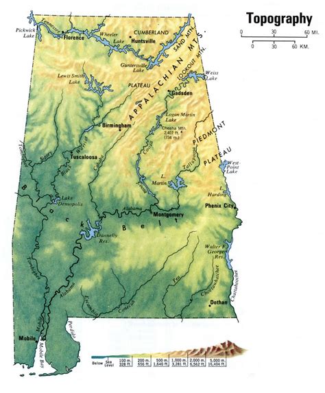 Alabama Topographic Map Free Topographical Map Of Alabama  Pdf