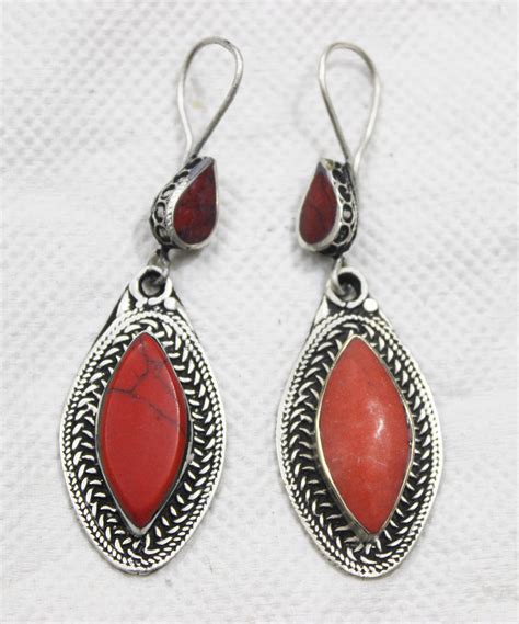 Handmade Red Stone Earrings Sterling Silver Silver Earrings Etsy