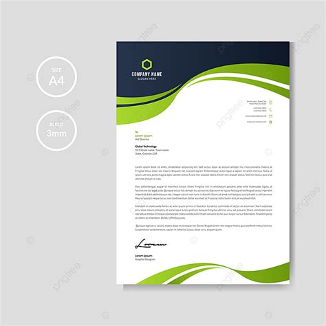 professional letterhead  green wave template     pngtree