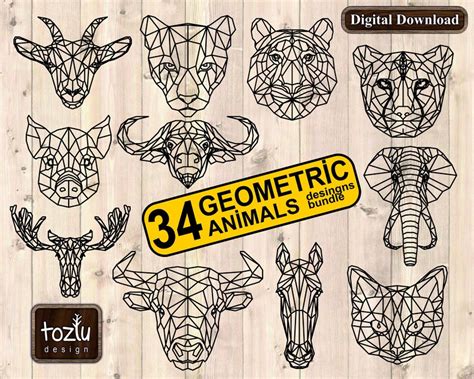 34 Stk Geometrisches Tier Svg Tiere Svg Geometrische Etsy Schweiz