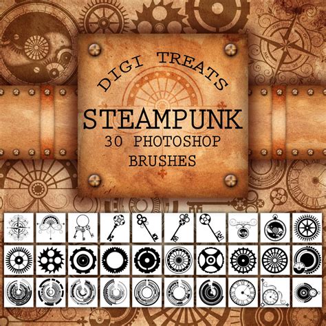 Steampunk Photoshop Brush Set 30 Brushes Abr Instant Etsy