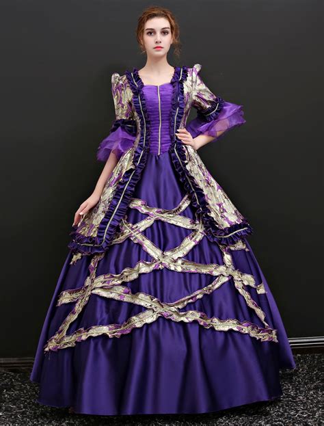 Victorian Dress Costume Baroque Vintage Victorian Era Clothing Deep Purple Retro Dress For Women
