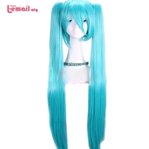 L Email Wig Vocaloid Hatsune Miku 95cm Light Blue Cosplay Wigs Long