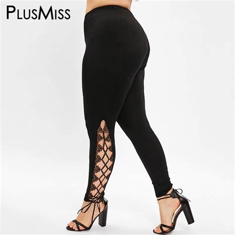 Plusmiss Plus Size 5xl High Waist Skinny Sexy Lace Up Leggings Women Xxxxl Xxxl Xxl Fitness