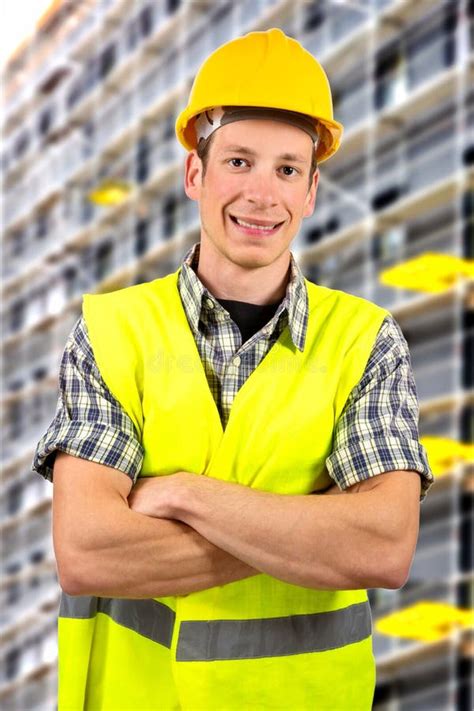 Construction Worker Smiling Stock Photo Image Of Background Foreman