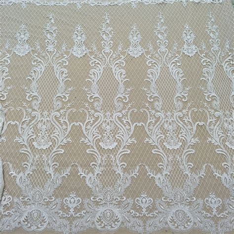 Pure White Lace Fabric With Sequins 130cm Width Fashion Bridal Etsy