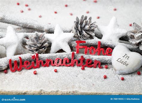 Red Letters With German Frohe Weihnachten Means Merry Christmas Stock