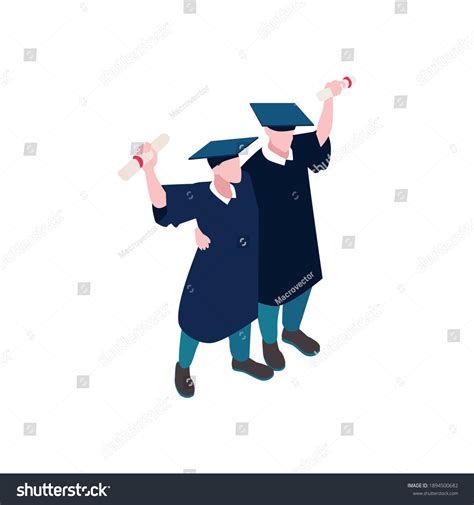 Happy High School Students Graduation Ceremony Stock Vector Royalty