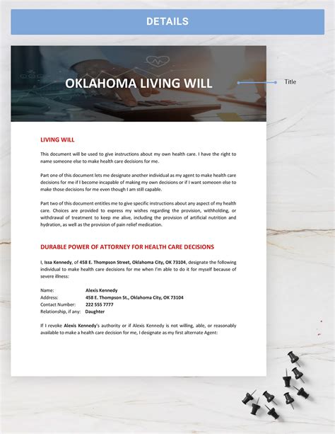 Oklahoma Living Will Template In Ms Word Gdocslink Download