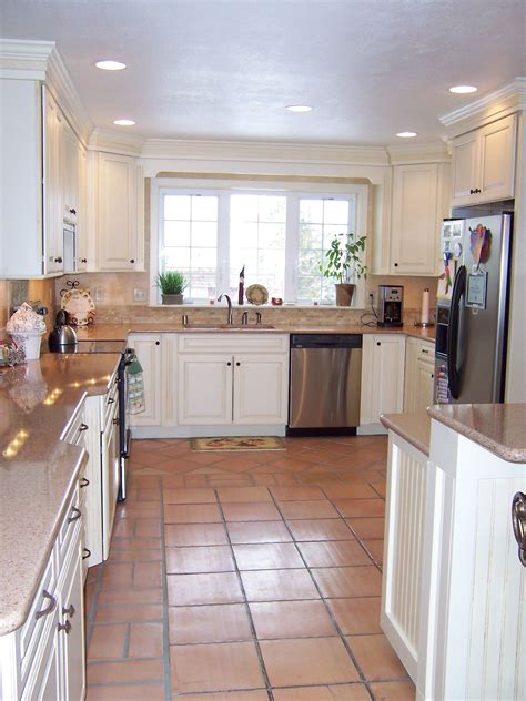 Old spanish style design kitchen floor tiles: Interior : Tile Floor Kitchen White Cabinets With ...
