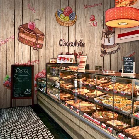 Custom Photo Wallpaper 3d Delicacy Cake Bakery Restaurant Tea Shop Dessert Background Wood