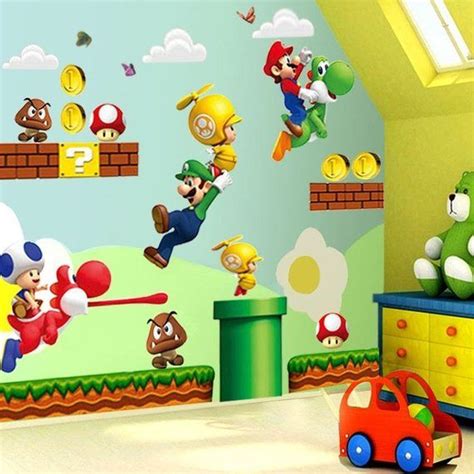 Large Super Mario Bros Kids 44 Removable Wall Sticker Decals Etsy