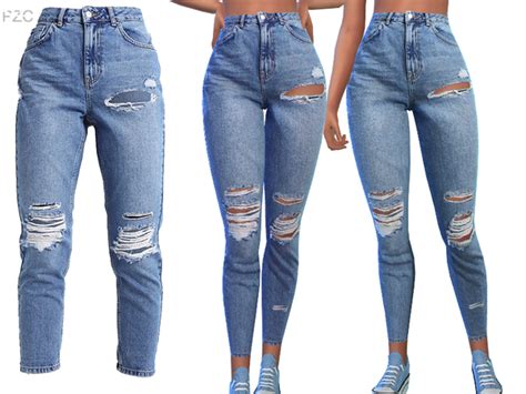 Denim Skinny Ripped Jeans By Pinkzombiecupcakes At Tsr Sims 4 Updates