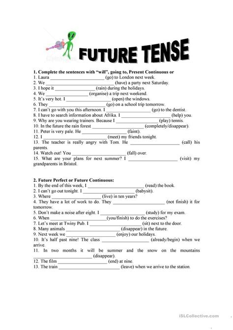 Future Tense Exercises English Esl Worksheets Tenses Exercises