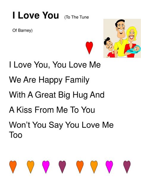 Sing along with barney and friends about love and friendship.sing and dance along with barney! PPT - I Love You (To The Tune Of Barney) PowerPoint ...