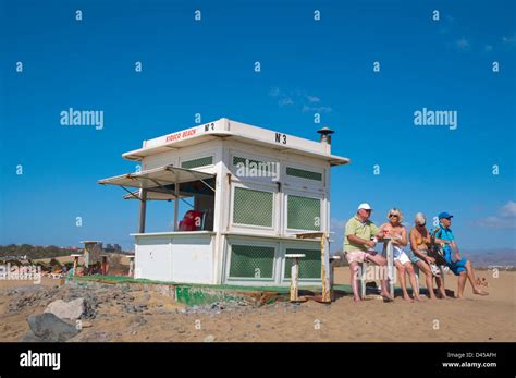 Kiosk Selling Refreshments Playa De Maspalomas Beach Maspalomas Resort Gran Canaria Island The